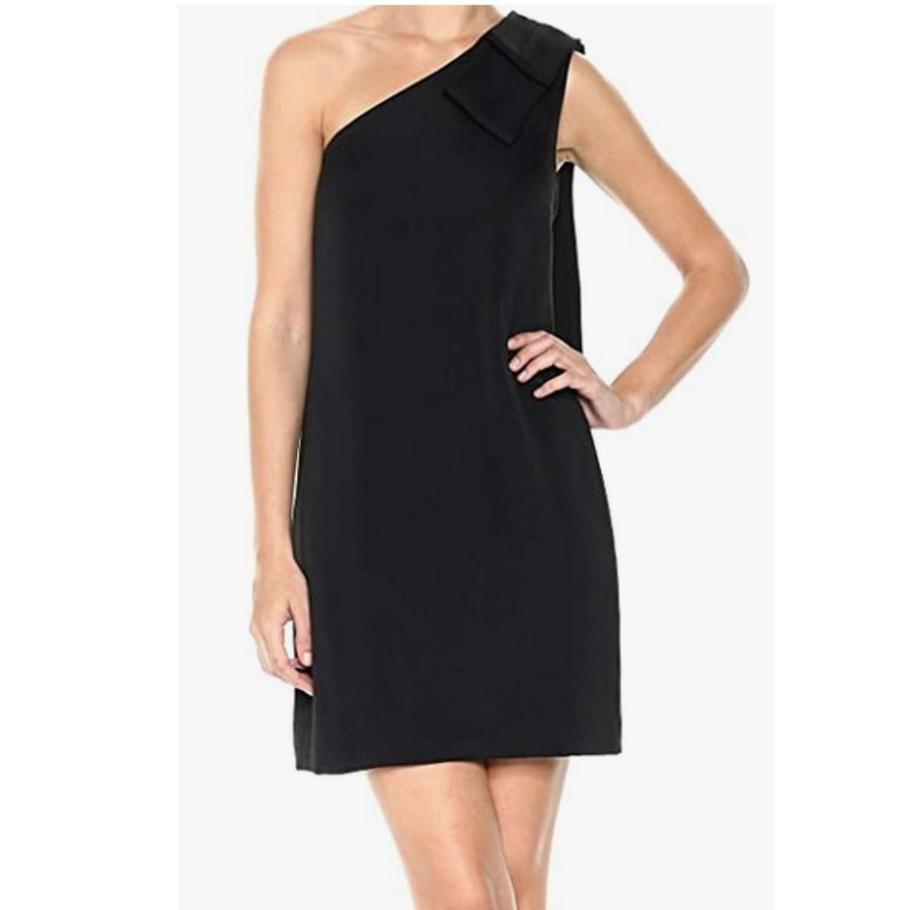 NWT laundry BY SHELLI SEGAL Women's One Shoulder Cocktail with Large Bow Size: 4